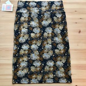 LuLa Roe Cassie Skirt Black, gold, brown floral